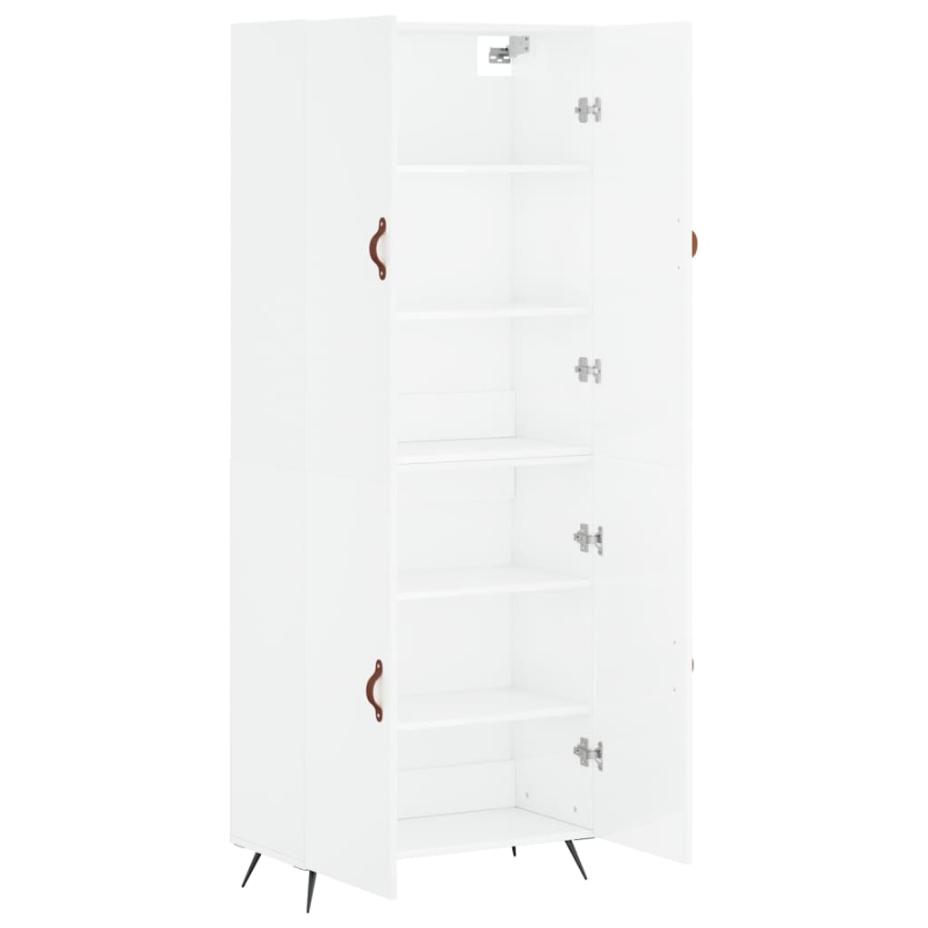 vidaXL Highboard høyglans hvit 69,5x34x180 cm konstruert tre