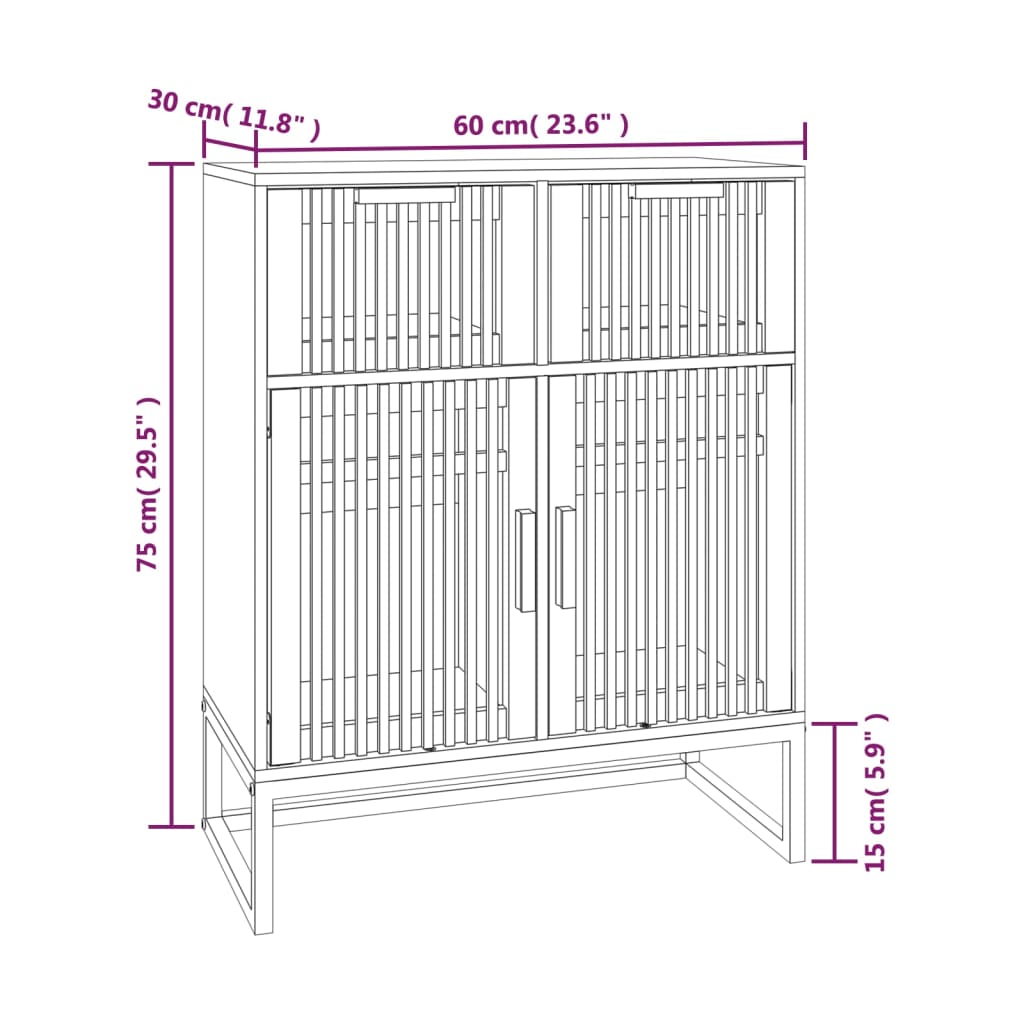 vidaXL Skjenk svart 60x30x75 cm konstruert tre