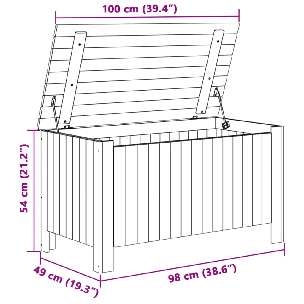 vidaXL Putekasse med lokk RANA hvit 100x49x54 cm heltre furu