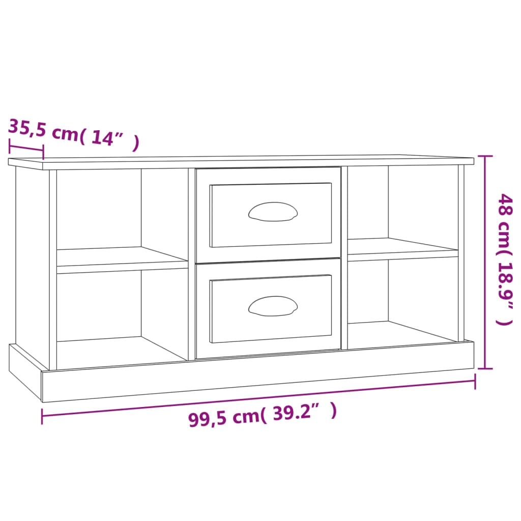 vidaXL TV-benk svart 99,5x35,5x48 cm konstruert tre