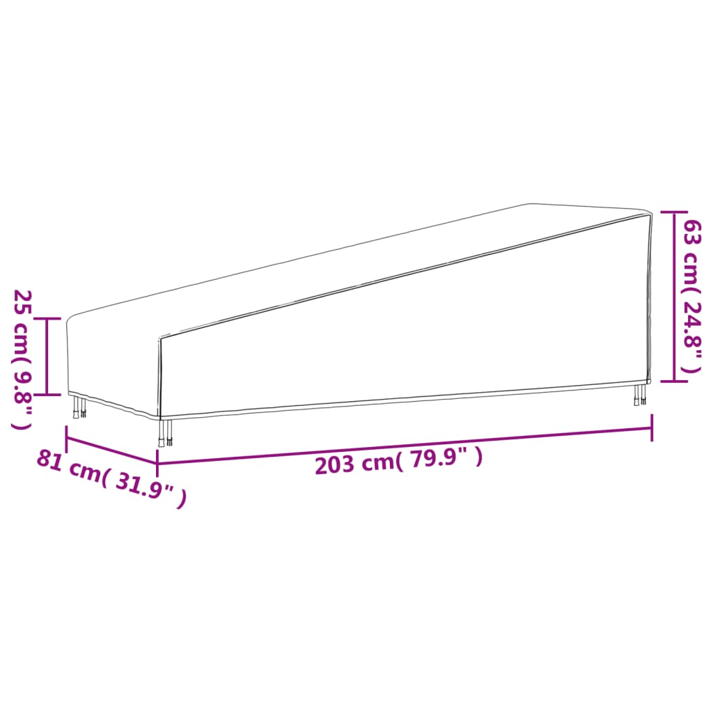 vidaXL Solsengtrekk svart 203x81x25/63 cm 420D oxford