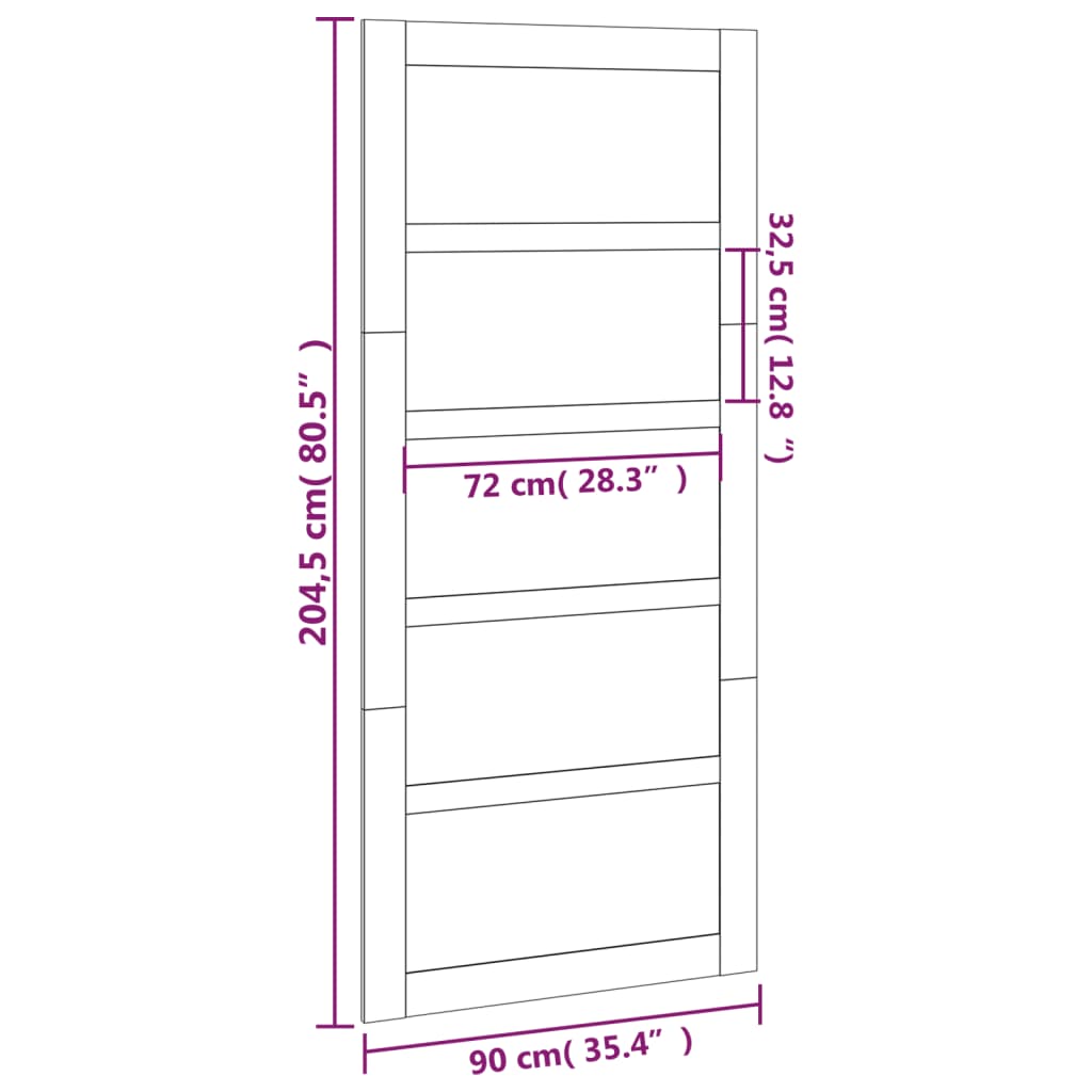 vidaXL Låvedør 90x1,8x204,5 cm heltre furu