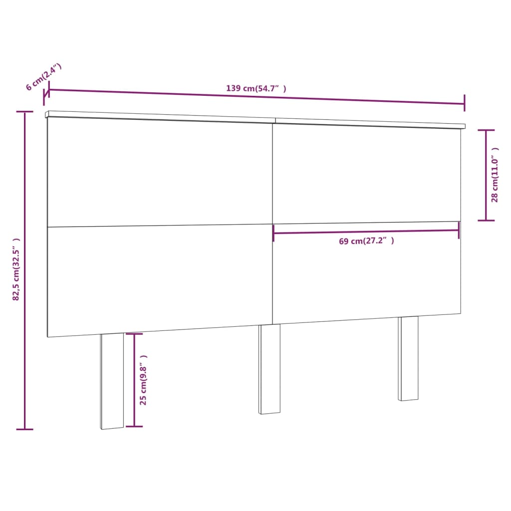 vidaXL Sengegavl 139x6x82,5 cm heltre furu