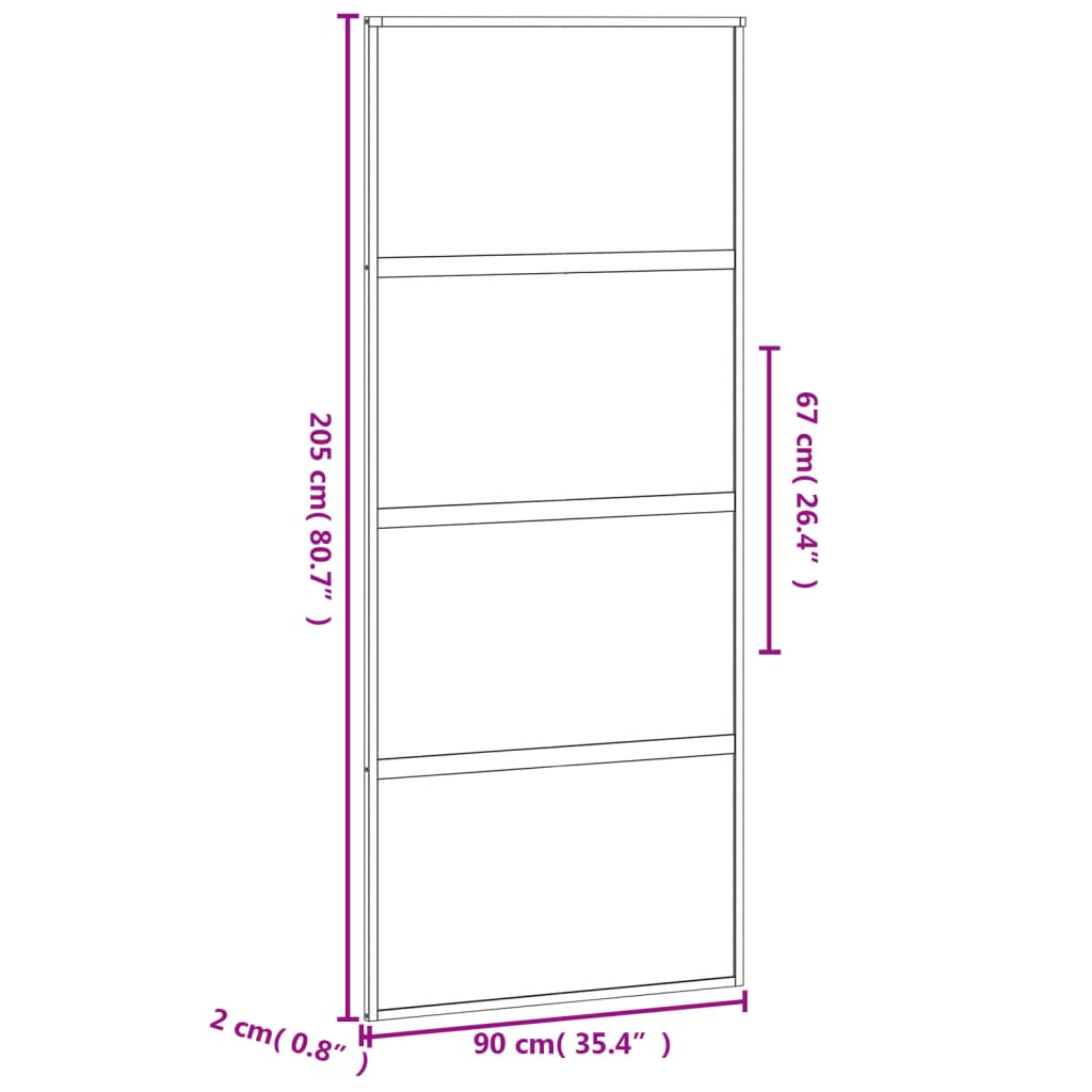 vidaXL Skyvedør svart 90x205 cm herdet glass og aluminium