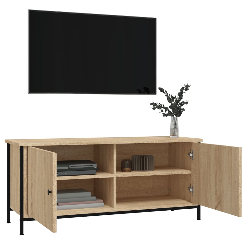 vidaXL TV-benk med dører sonoma eik 102x35x45 cm konstruert tre