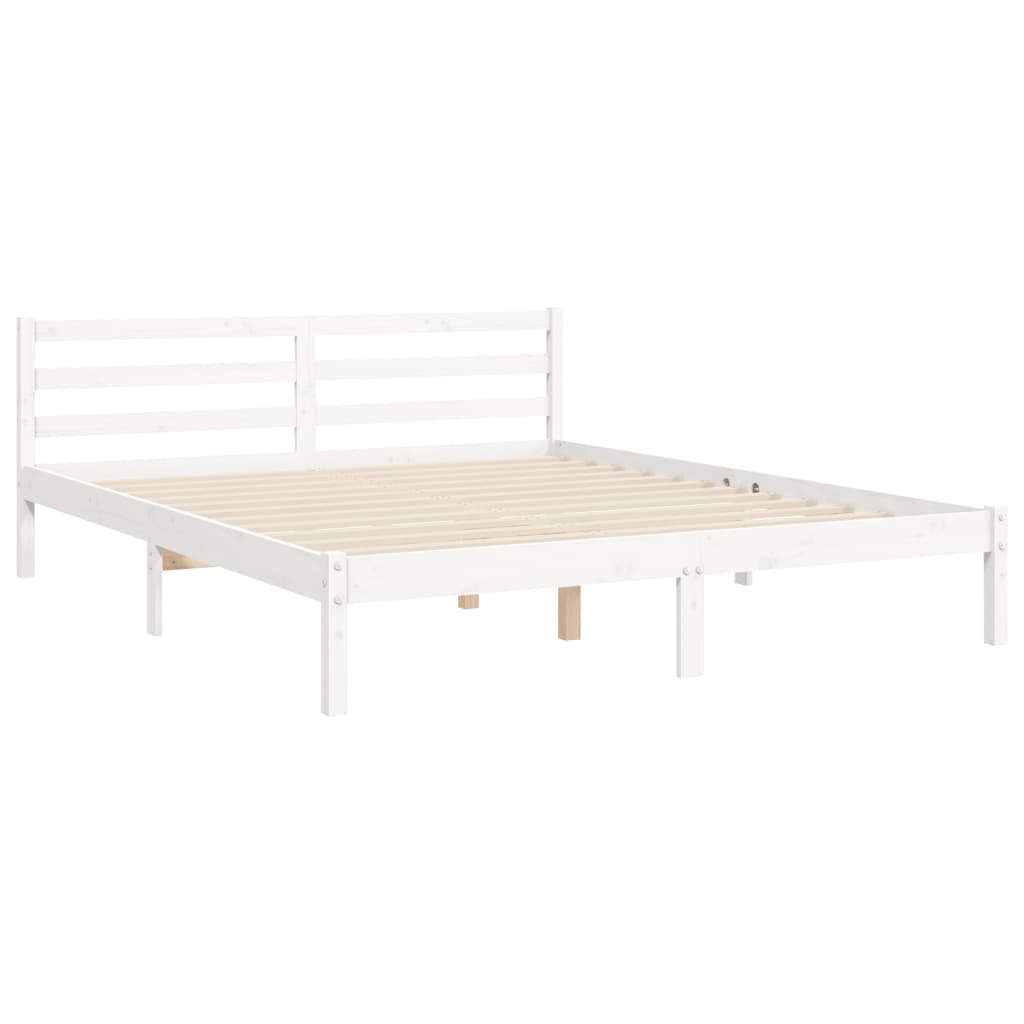 vidaXL Sengeramme med hodegavl hvit 5FT King Size heltre