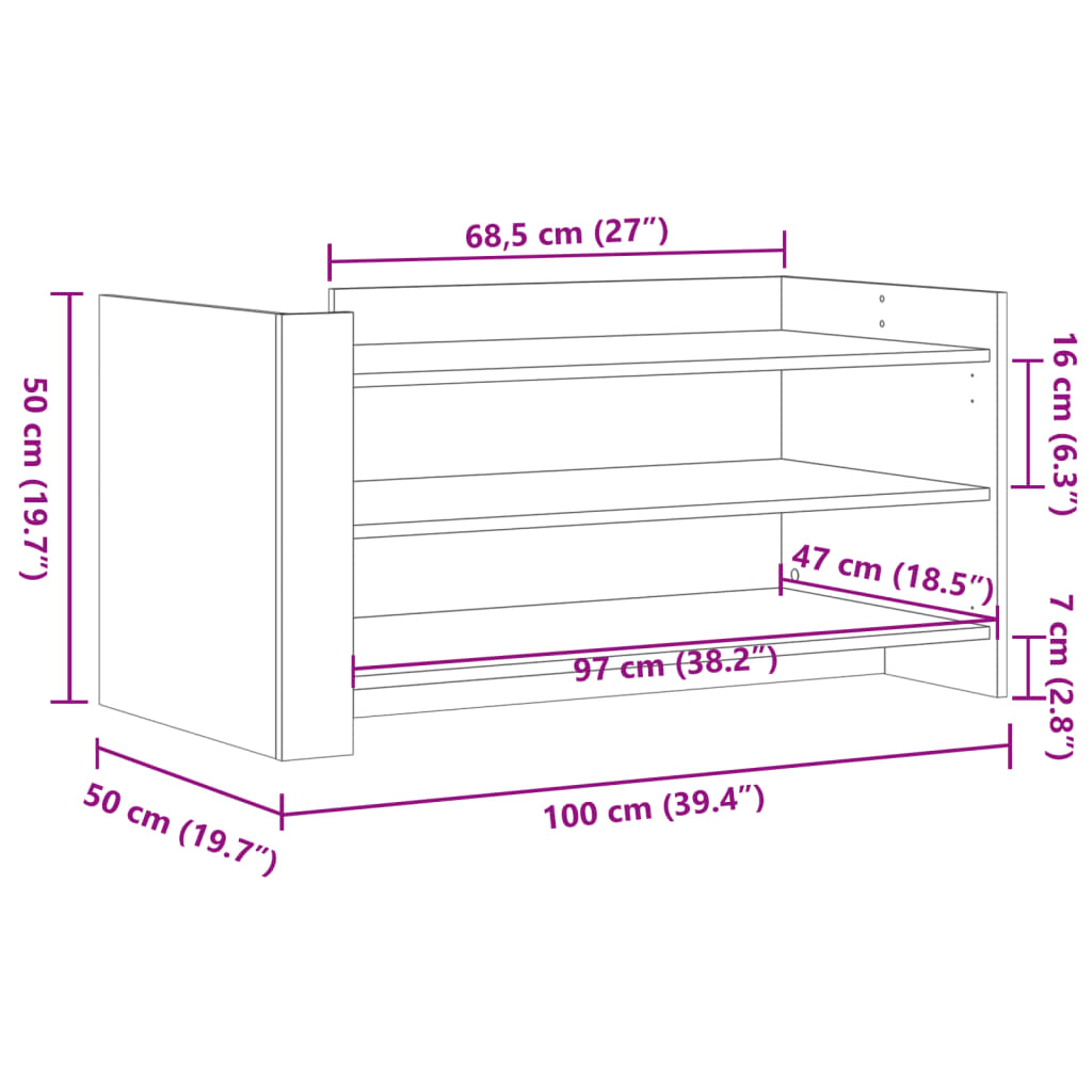 vidaXL Salongbord betonggrå 100x50x50 cm konstruert tre