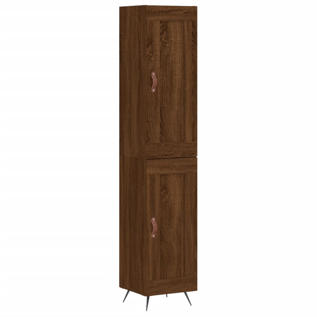 vidaXL Highboard brun eik 34,5x34x180 cm konstruert tre