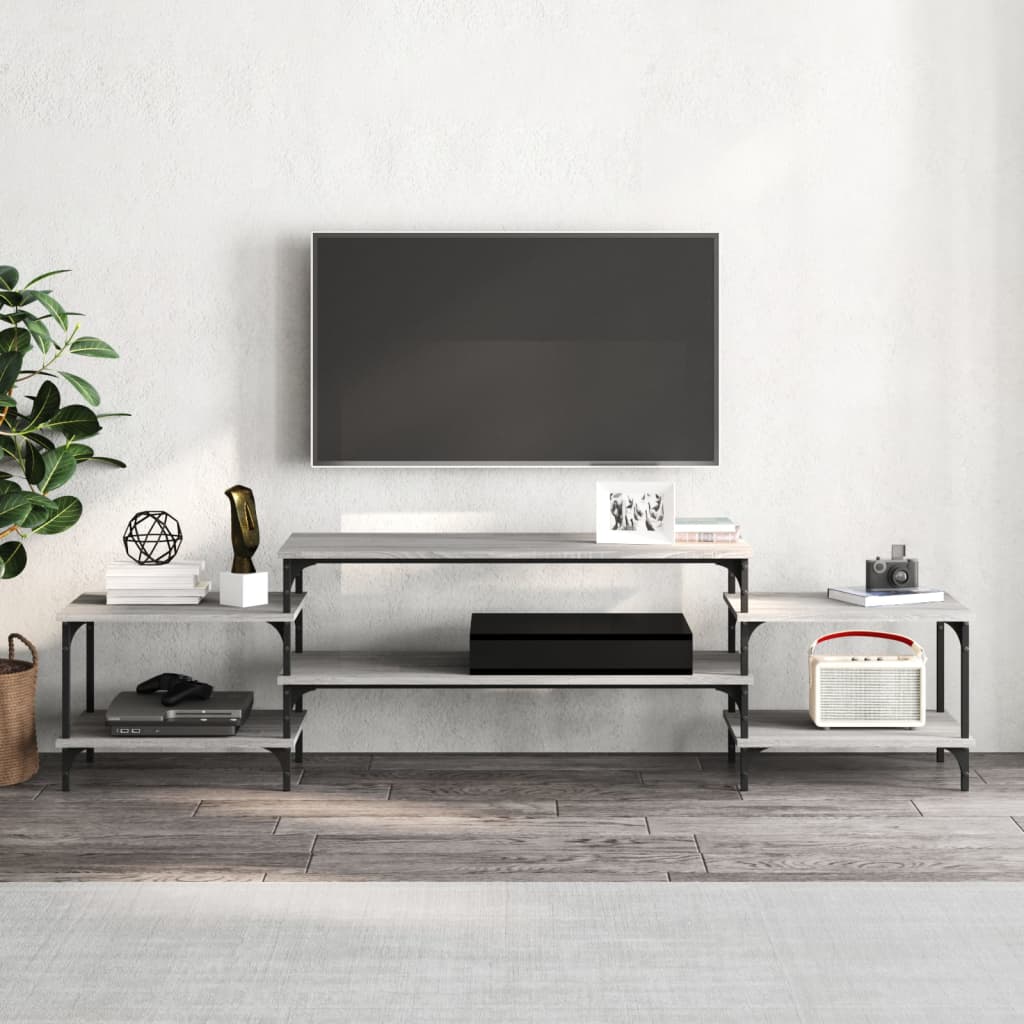 vidaXL TV-benk grå sonoma 197x35x52 cm konstruert tre