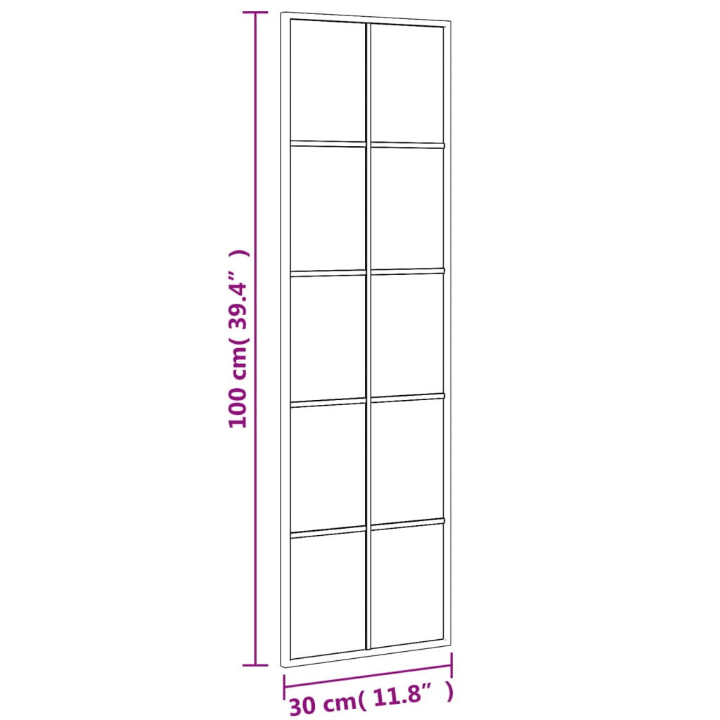 vidaXL Veggspeil svart 30x100 cm rektangel jern