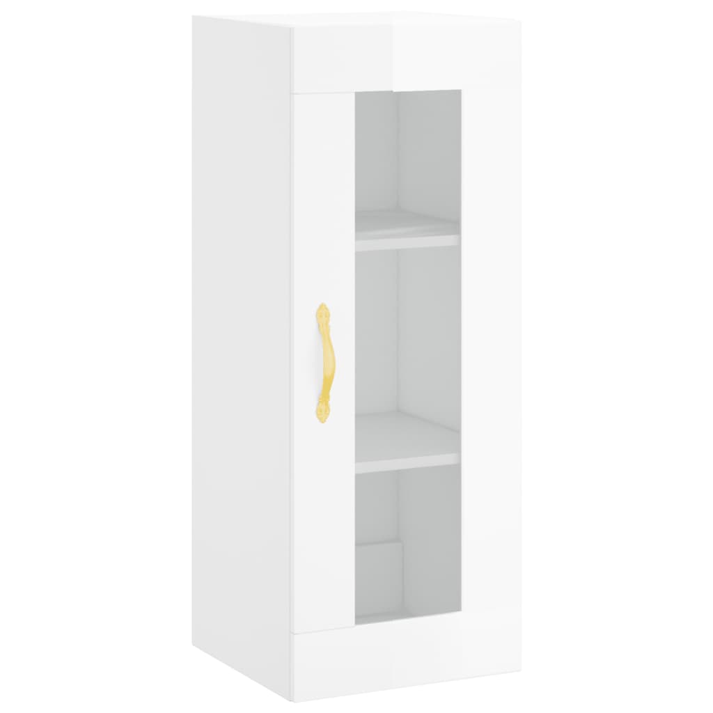 vidaXL Highboard høyglans hvit 34,5x34x180 cm konstruert tre