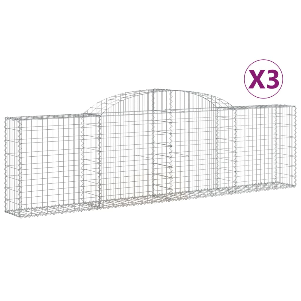 vidaXL Gabionkurver buede 3 stk 300x30x80/100 cm galvanisert jern