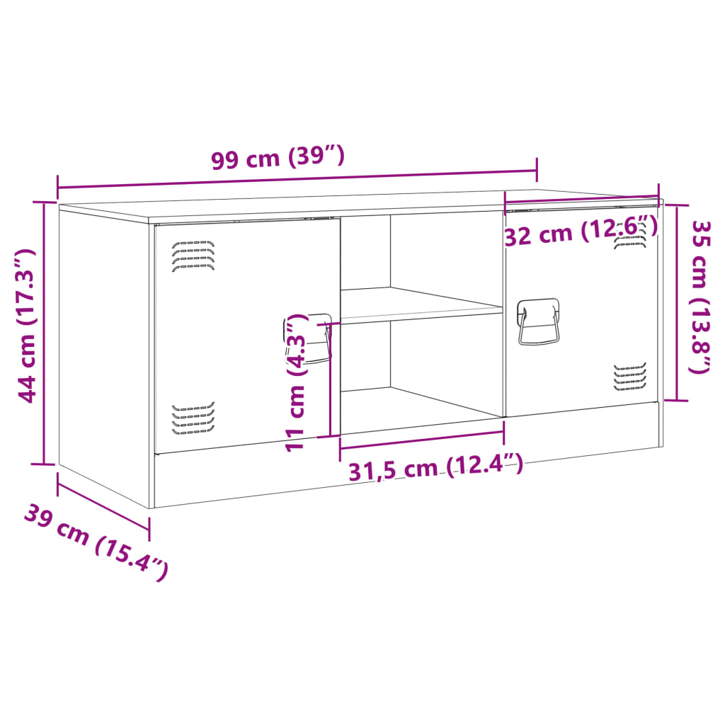 vidaXL TV-benk antrasitt 99x39x44 cm stål