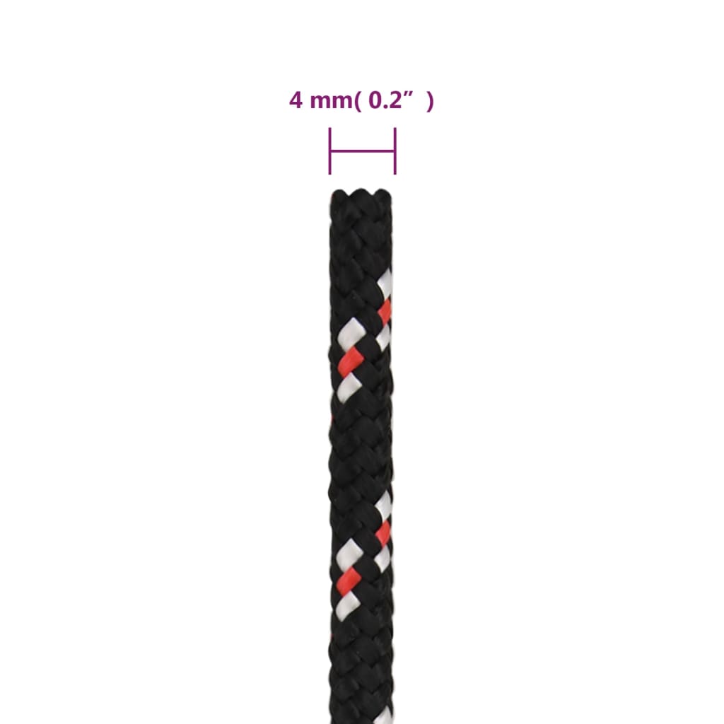 vidaXL Båttau svart 4 mm 500 m polypropylen