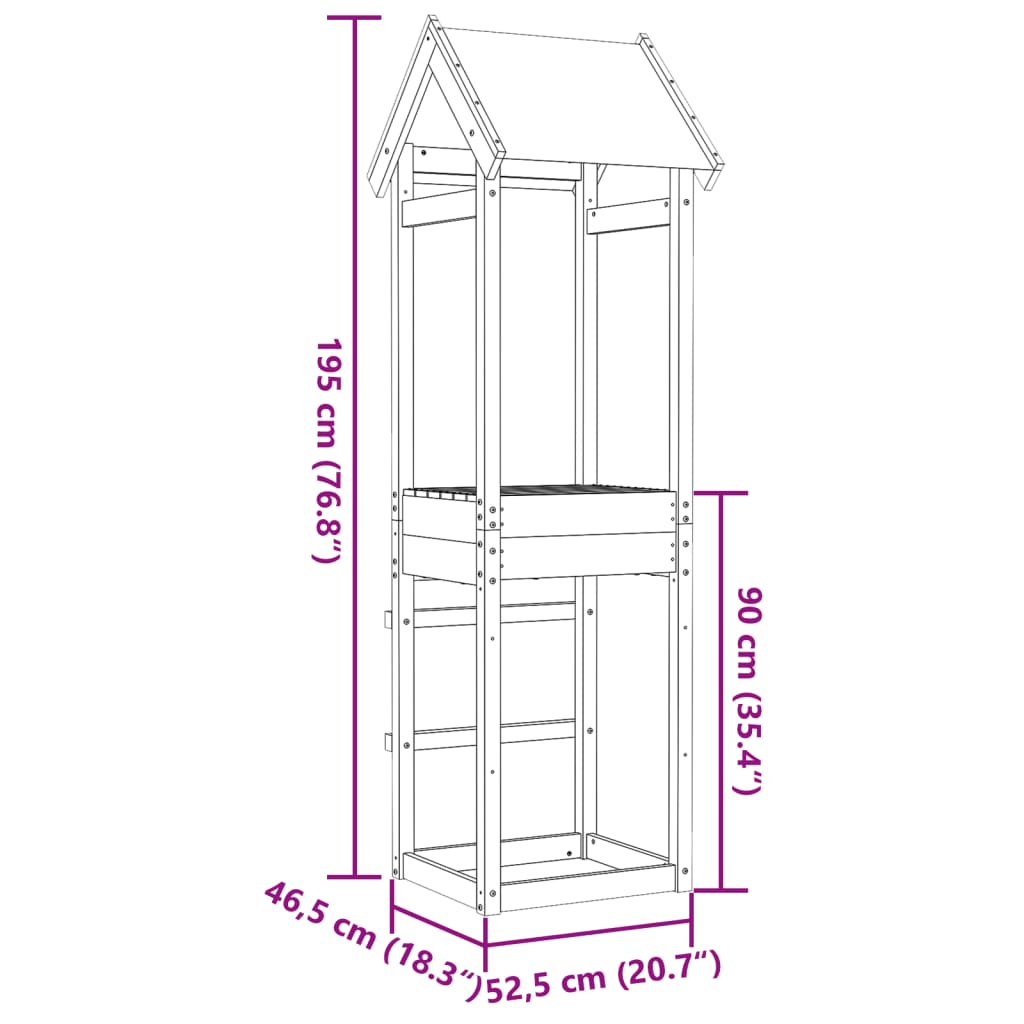 vidaXL Leketårn 52,5x46,5x195 cm heltre douglasgran