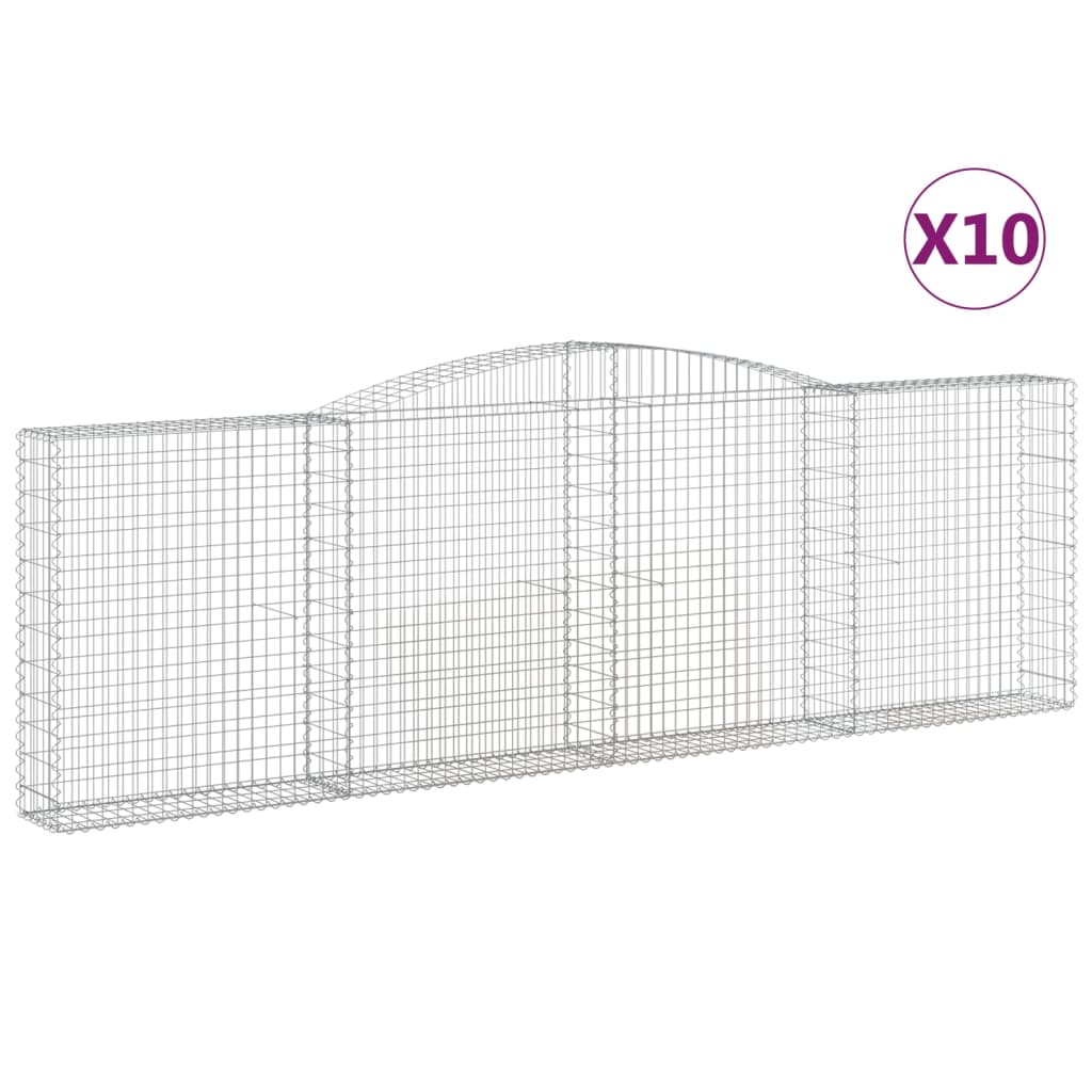 vidaXL Gabionkurver buede 10 stk 400x30x120/140 cm galvanisert jern