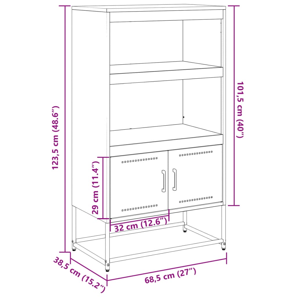 vidaXL TV-benk antrasitt 100,5x39x60,5 cm stål