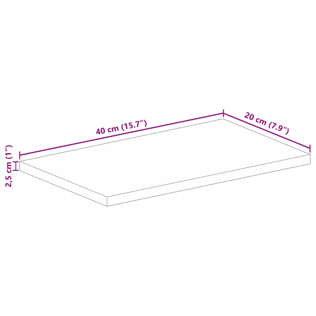 vidaXL Bordplate 40x20x2,5 cm rektangulær heltre akasie