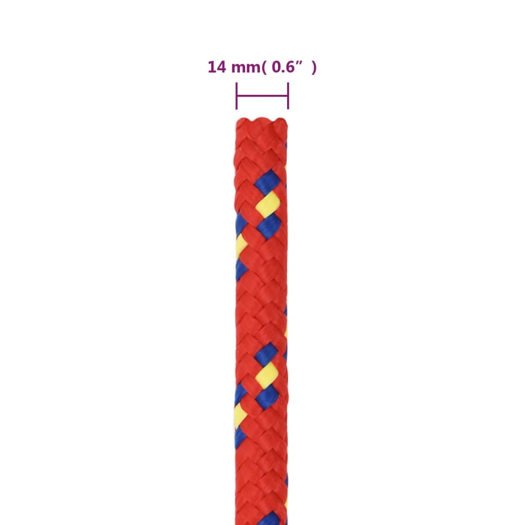 vidaXL Båttau rød 14 mm 100 m polypropylen