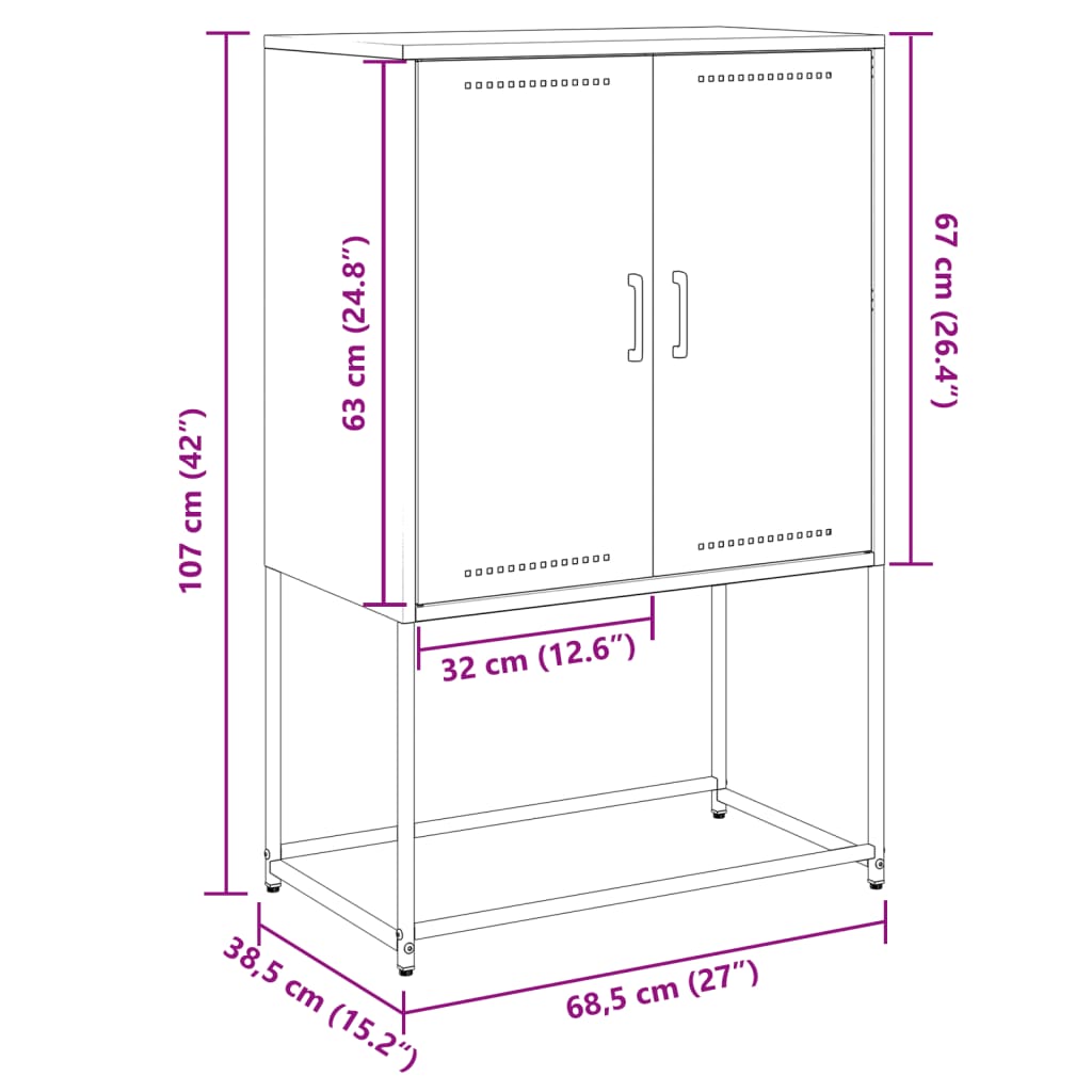 vidaXL TV-benk olivengrønn 100,5x39x60,5 cm stål