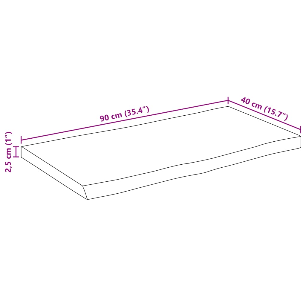 vidaXL Bordplate naturlig kant 90x40x2,5 cm grovt heltre mangotre