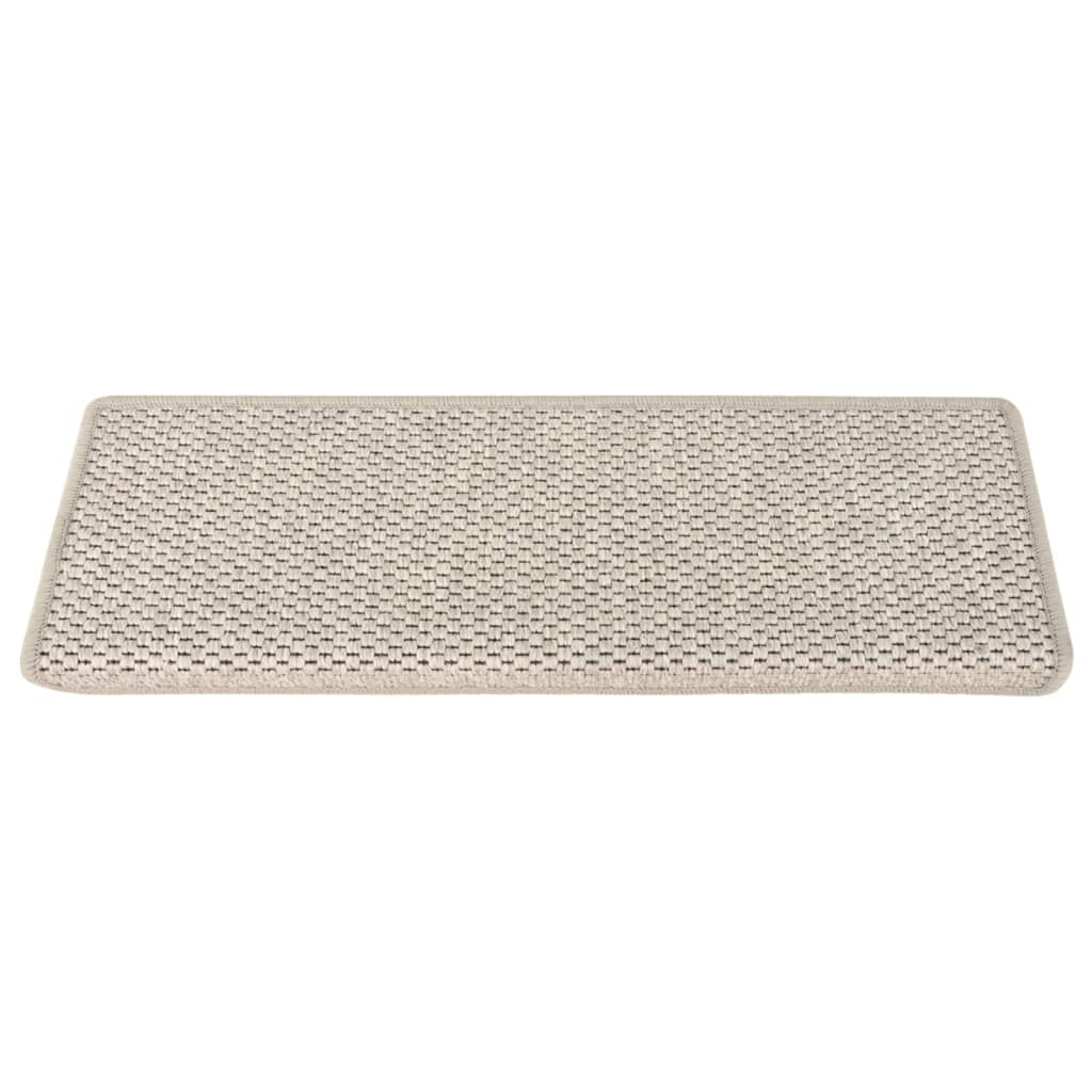 vidaXL Selvklebende trappematter sisal-utseende 15 stk 65x21x4 cm sølv