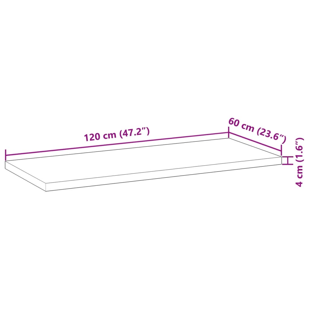 vidaXL Plate til baderomsskap ubehandlet 120x60x4 cm heltre akasie