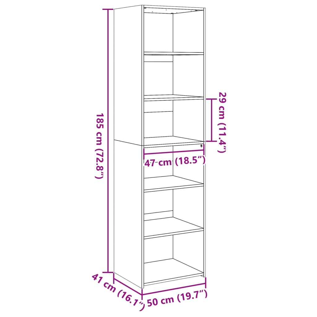 vidaXL Highboard hvit 50x41x185 cm konstruert tre