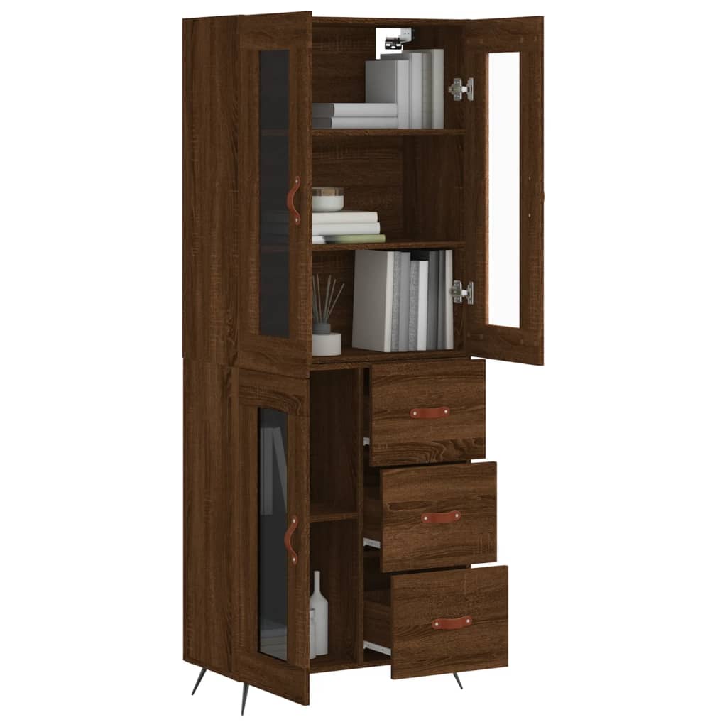 vidaXL Highboard brun eik 69,5x34x180 cm konstruert tre