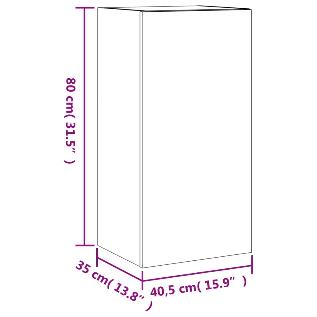 vidaXL Vegghengt TV-benk med LED hvit 40,5x35x80 cm