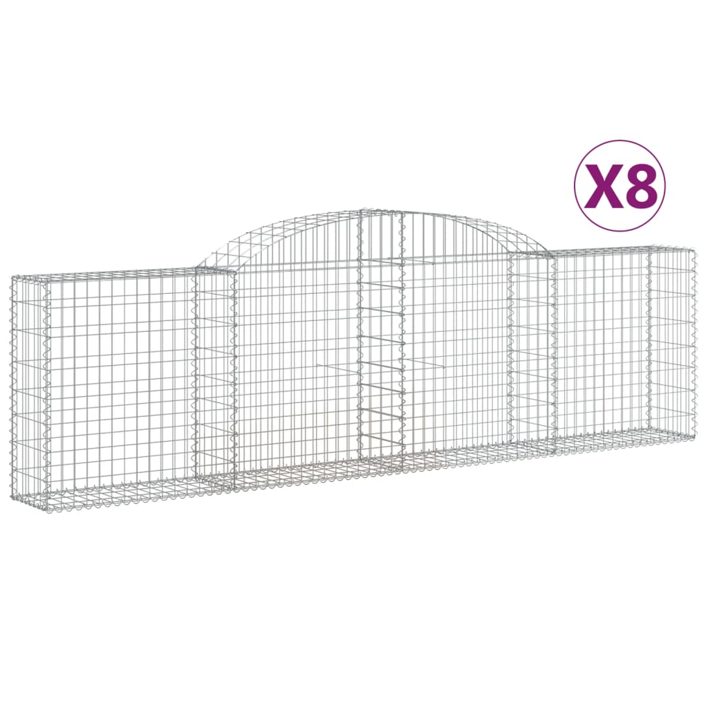 vidaXL Gabionkurver buede 8 stk 300x30x80/100 cm galvanisert jern