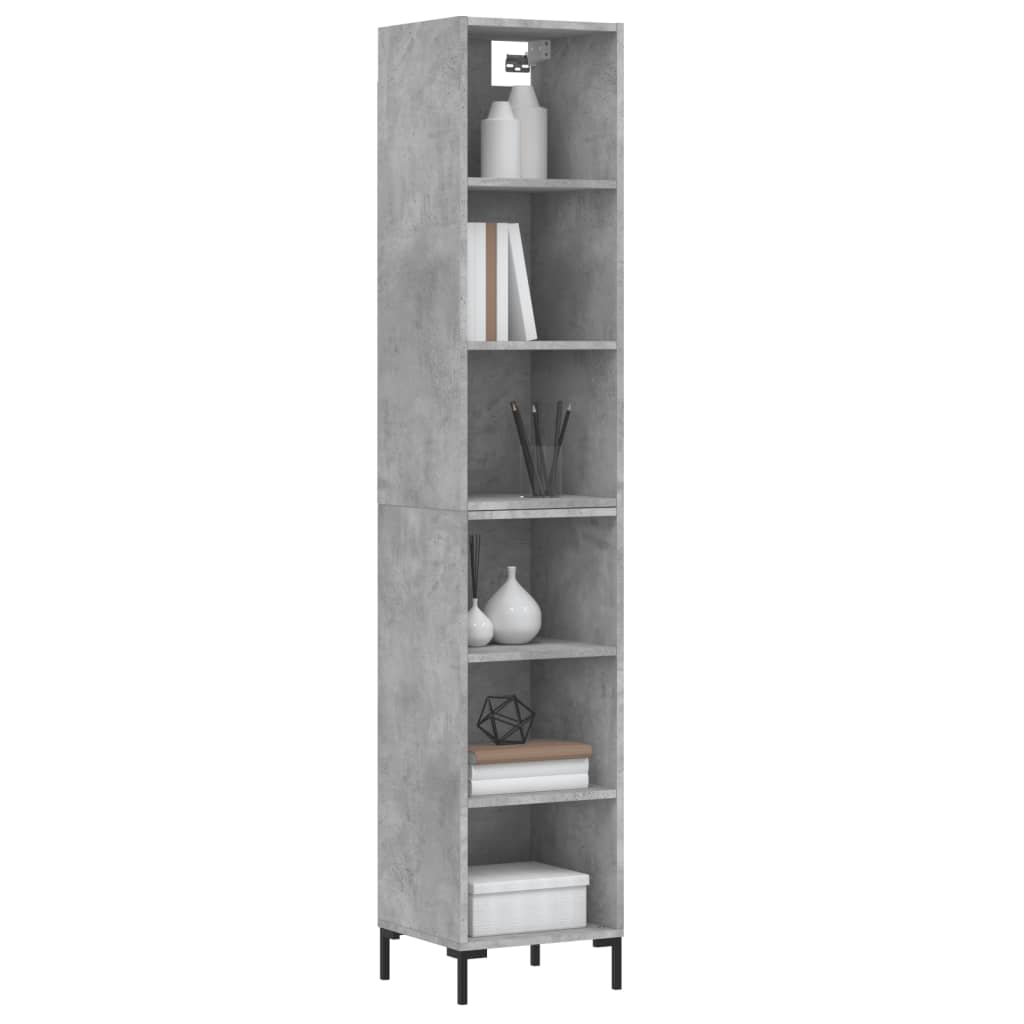 vidaXL Highboard betonggrå 34,5x32,5x180 cm konstruert tre