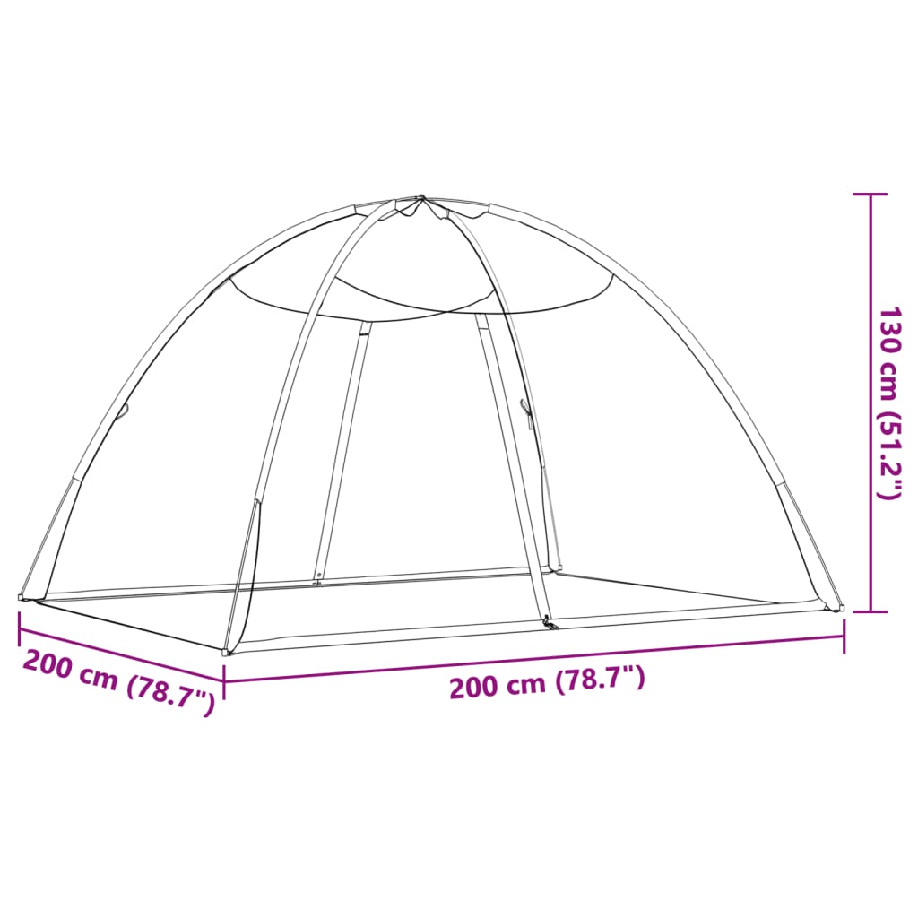 vidaXL Mongolsk myggnett med dører 220 netting svart 200x200x135 cm