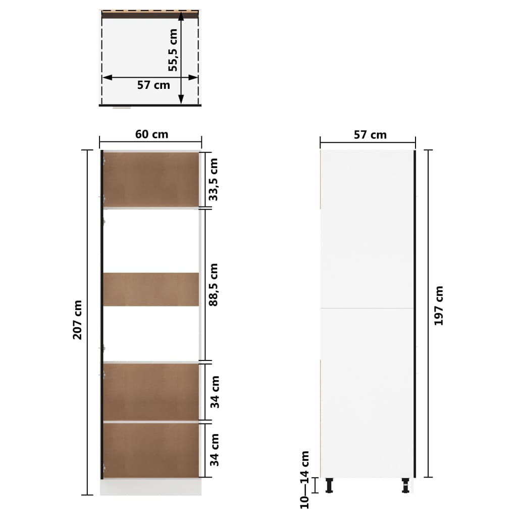 vidaXL Skap for kjøkkenskap svart 60x57x207 cm konstruert tre