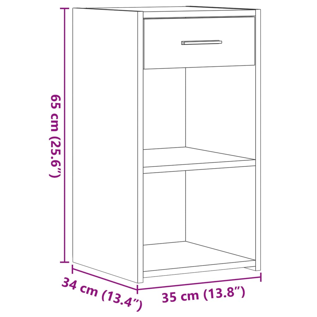 vidaXL Nattbord 2 stk grå sonoma 35x34x65 cm konstruert tre