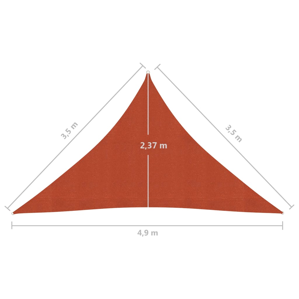 vidaXL Solseil 160 g/m² terrakotta 3,5x3,5x4,9 m HDPE