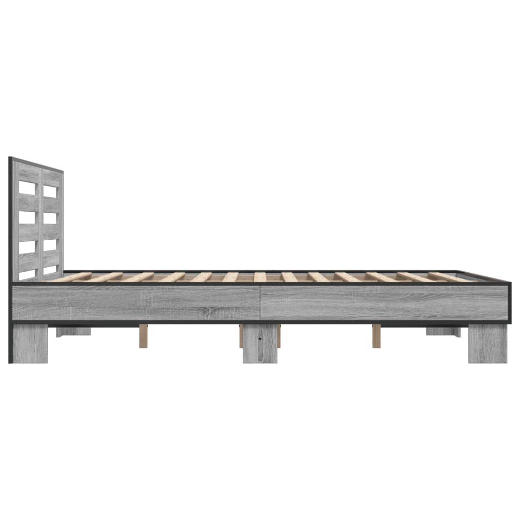 vidaXL Sengeramme grå sonoma 140x190 cm konstruert tre og metall