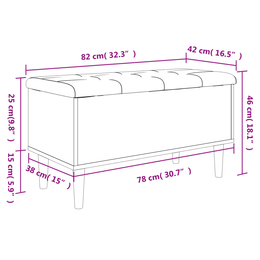 vidaXL Oppbevaringsbenk betonggrå 82x42x46 cm sponplater