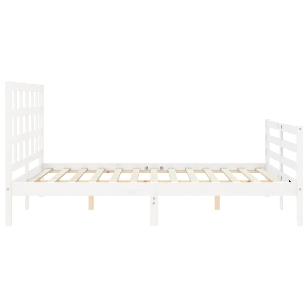 vidaXL Sengeramme med hodegavl hvit 5FT King Size heltre