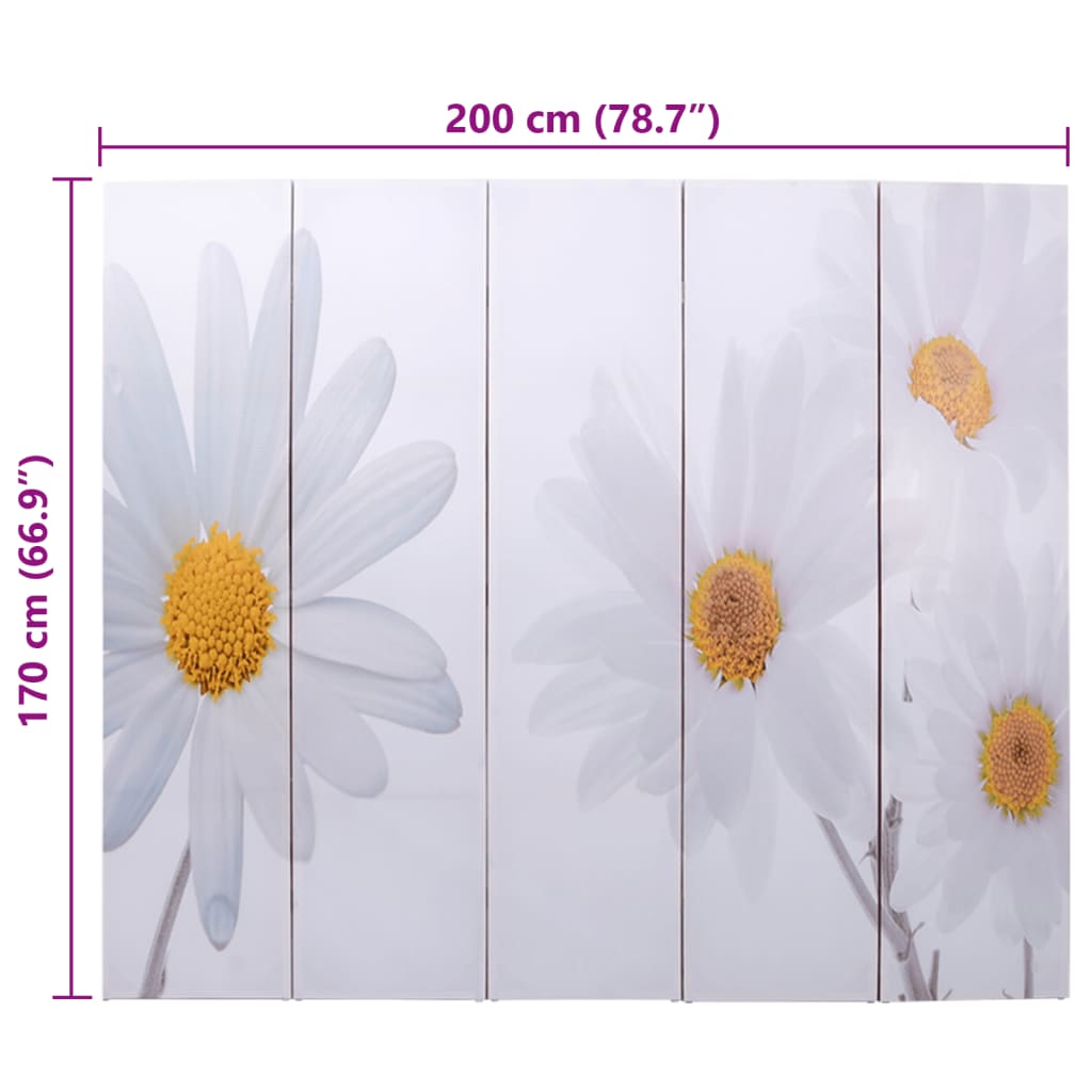 vidaXL Sammenleggbar romdeler 200x170 cm blomst