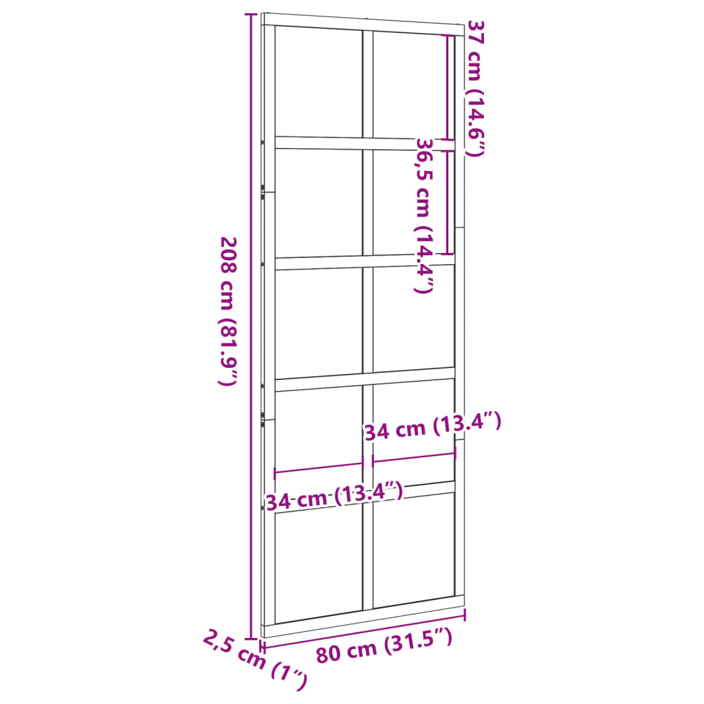 vidaXL Låvedør hvit 80x208 cm heltre furu