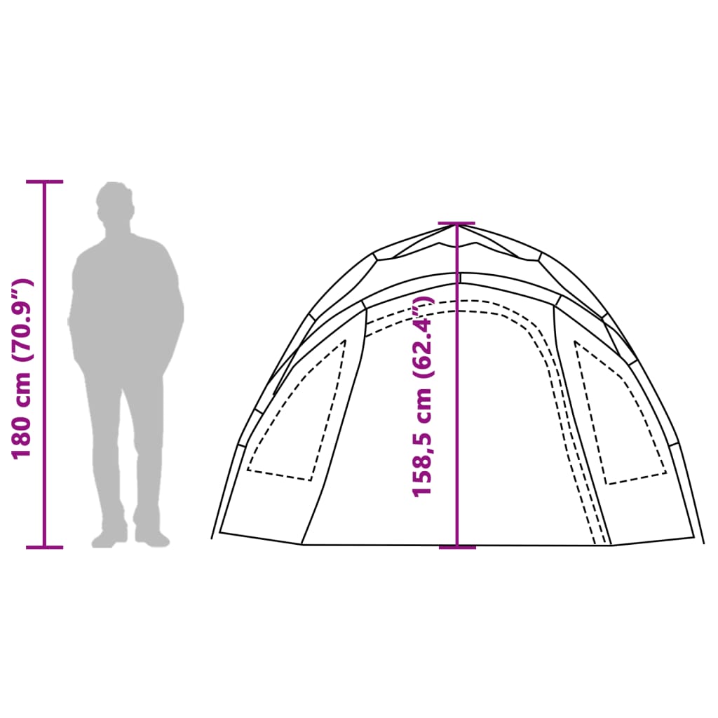 vidaXL Kuppeltelt for camping 3 personer grønn hurtigutløser