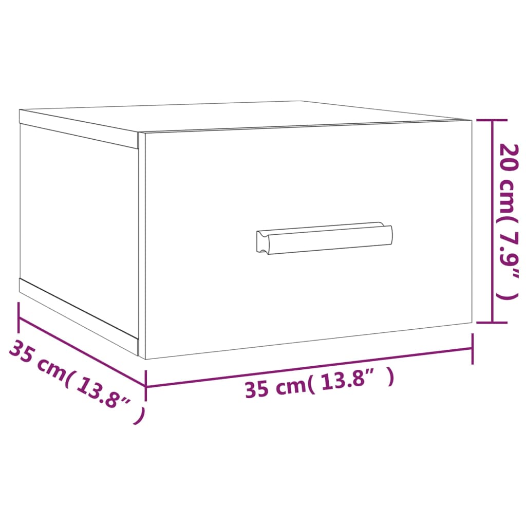 vidaXL Veggmonterte nattbord 2 stk brun eik 35x35x20 cm