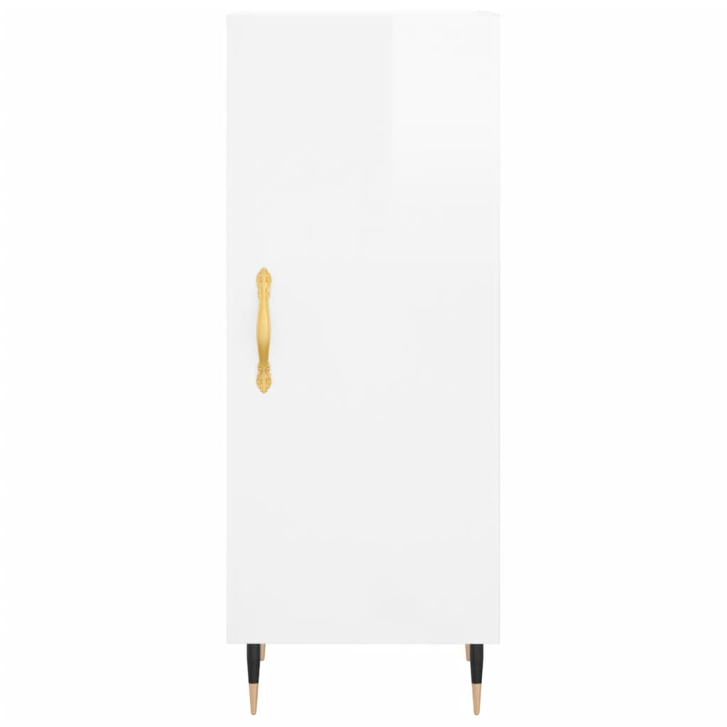 vidaXL Highboard høyglans hvit 34,5x34x180 cm konstruert tre