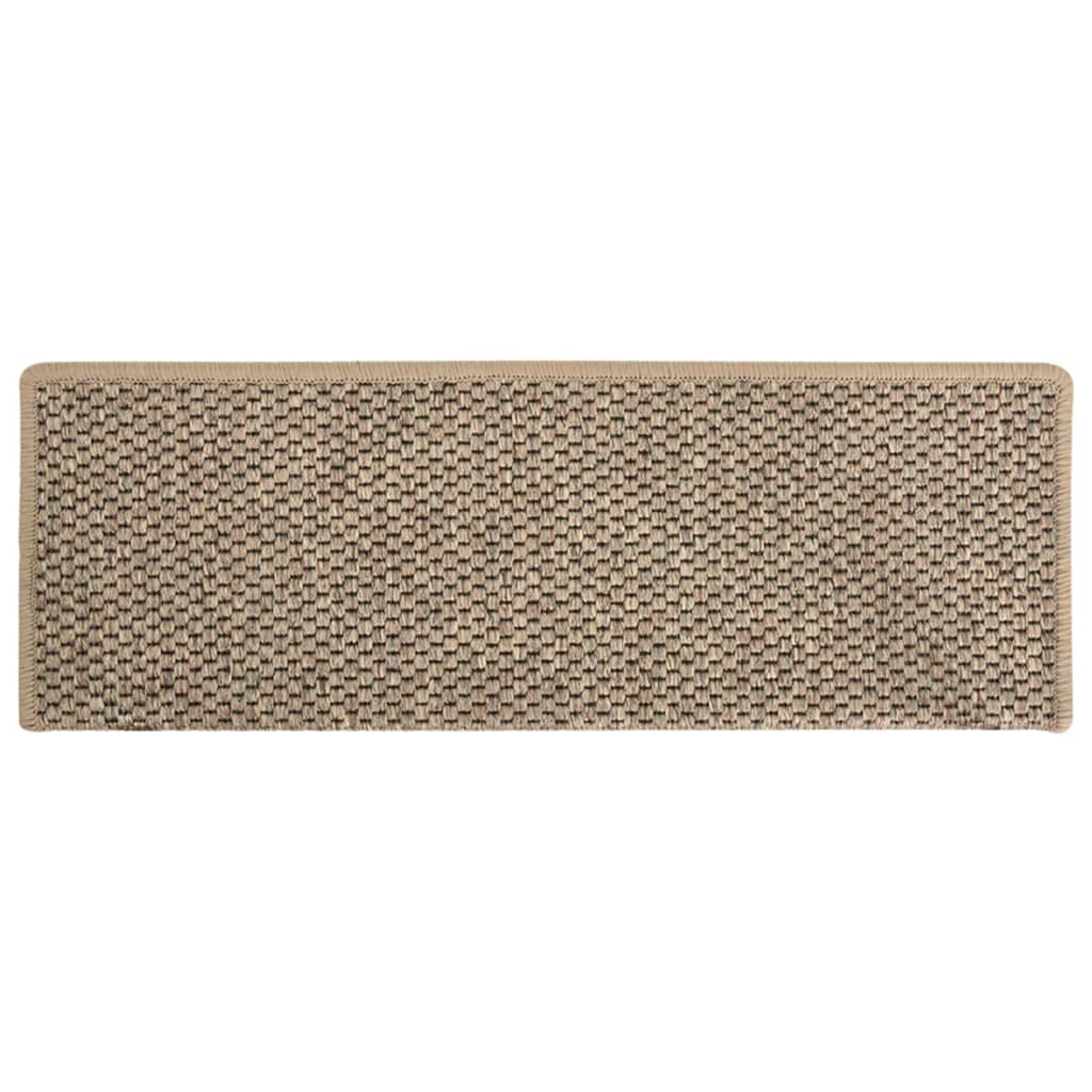 vidaXL Selvklebende trappematter sisal 15 stk 65x21x4 cm mørk beige