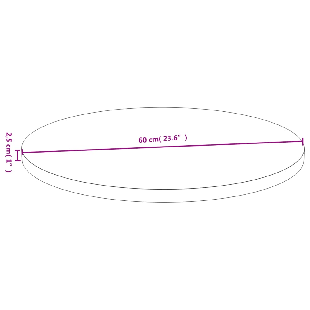 vidaXL Bordplate Ø60x2,5 cm bambus