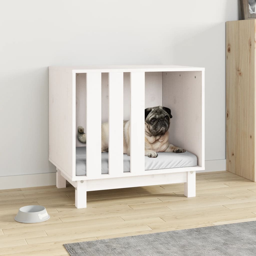 vidaXL Hundehus hvit 60x45x57 cm heltre furu