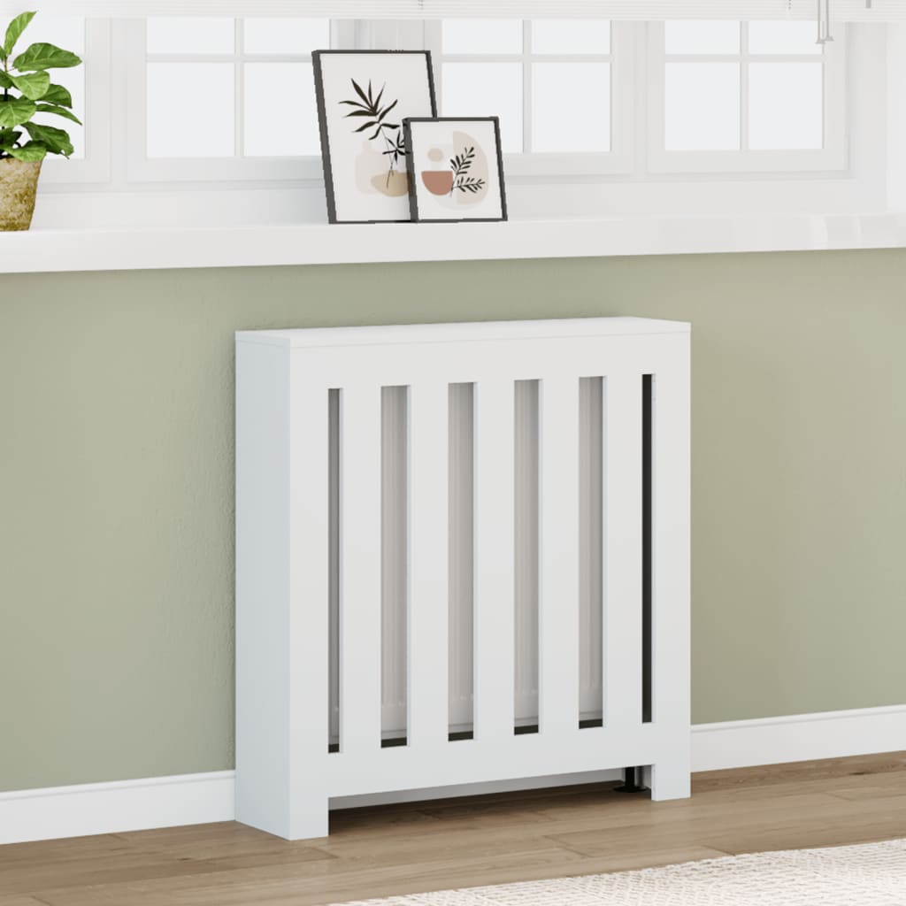 vidaXL Radiatordeksel hvit 78x20x82 cm konstruert tre