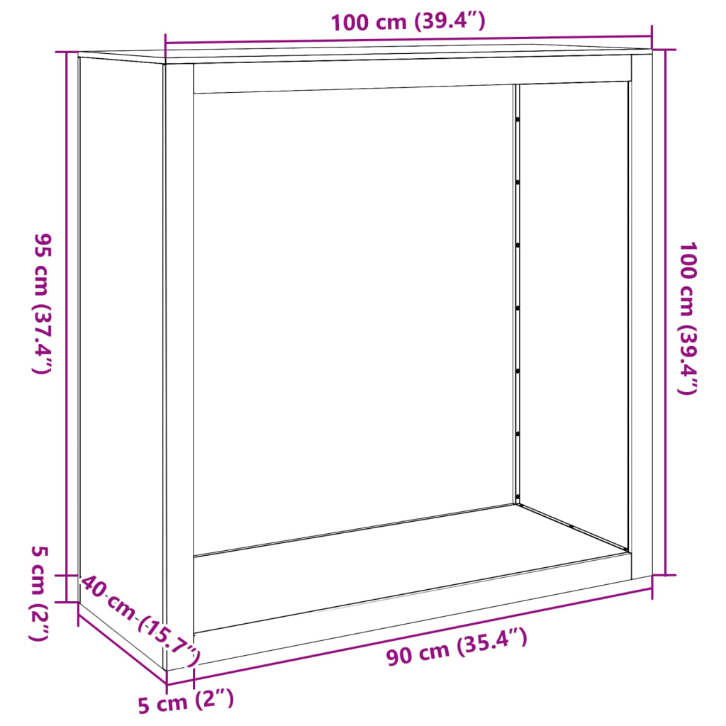 vidaXL Vedstativ antrasitt 100x40x100 cm stål