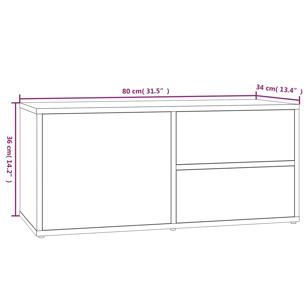 vidaXL TV-benk grå sonoma 80x34x36 cm konstruert tre